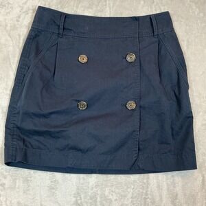 Armani Exchange Mini Skirt Womens Size 6 Navy Blue Double Button Front‎ Career